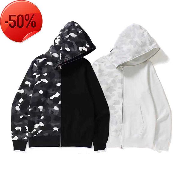 

odie shark luminous women sweatshirts letters camo hoody oversized cotton zip sweaters hoodys embroidered cardigan a1s to 2xl size, Black