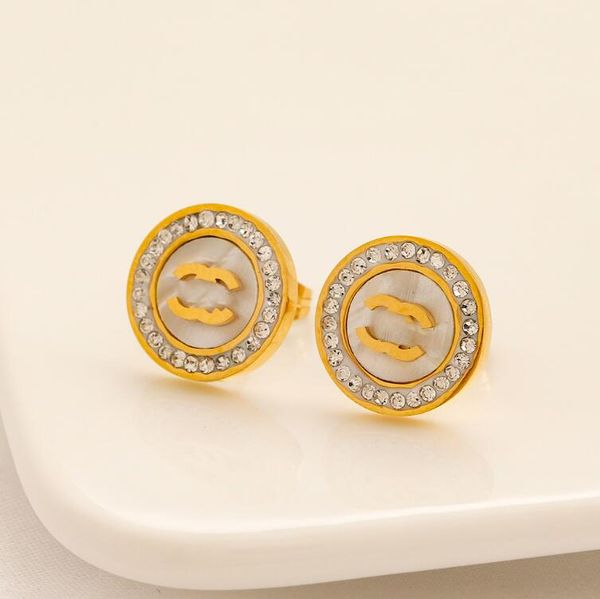 

women real gold plated stainless steel stud fashion designer earrings crystal geometry wedding party jewerlry zg1626, Golden;silver