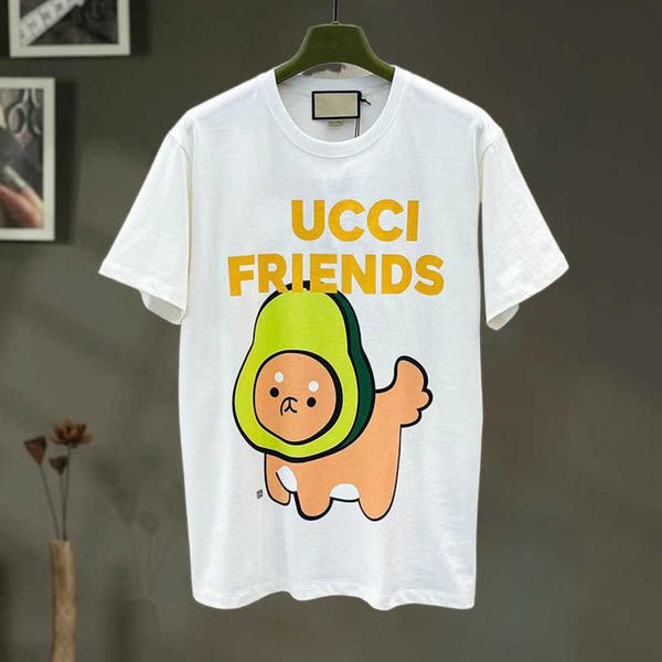 

designer summer women t shirt shirt korean summer 2023 avocado print sleeve t-shirt label, White