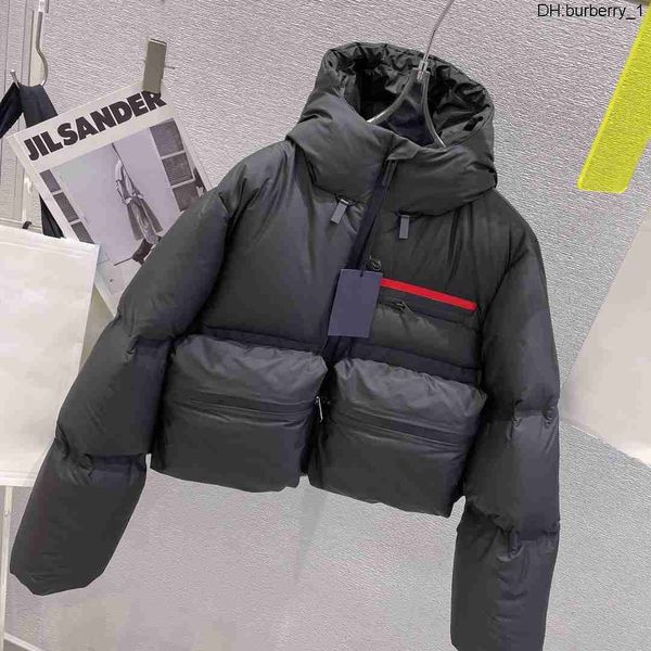 

women's down jacket parkas fashion with classic letter hooded large pocket jackets winter warm short cotton coat 3 colors size s-lmjtc, Black