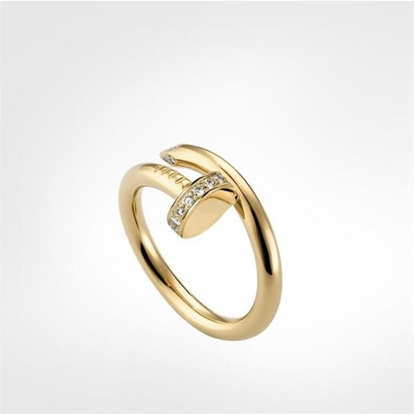 

designer nail rings diamonds love screw ring classic luxury jewelry men women titanium steel alloy gold-plated craft gold silver r2131, Slivery;golden