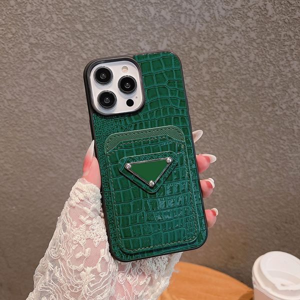 

faux crocodile leather cell phone cases card holders pockets for apple iphone 14 13 12 11 pro max xr xs 7 8 plus designer full-body mobile b