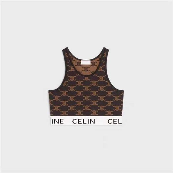 

2023 womens designer t shirt tracksuit summer inner style small letter jacquard round neck sleeveless t-shirt tank women, White;black