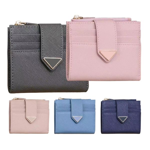 

saffiano triangle prad card holder banknote wallets coin purse womens 9 card slots luxury shoulder clutch bag handbag card passport holders, Red;blue