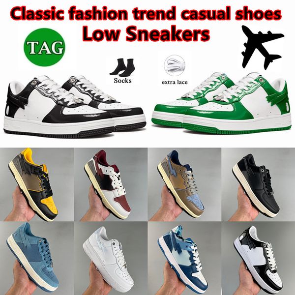 

2023 luxury bapestas baped designer casual shoes platform sneakers bapesta sk8 sta patent leather green black white plate-forme for men wome