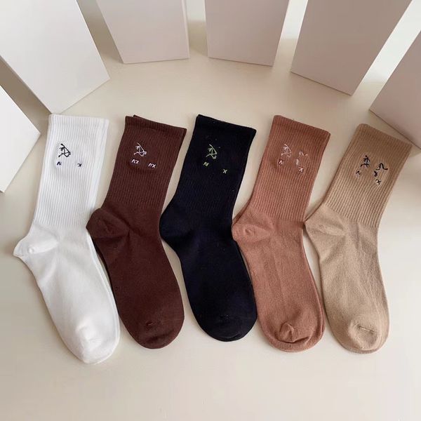 

designer mens women socks brand letter printing casual autumn pure cotton sports long knit warm winter men fashion comfort abl with boxes, Black