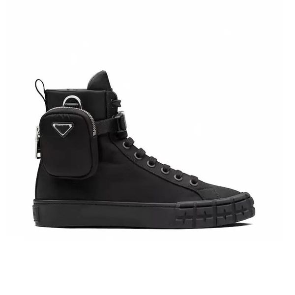 

2023 designers wheel re-nylon sneakers men women platform casual shoes high with bag combat boots all-match stylist shoe lace up flat traine, Black