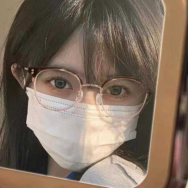 

cat ear half glasses frame anti blue ray plain ins personality oval retro cold