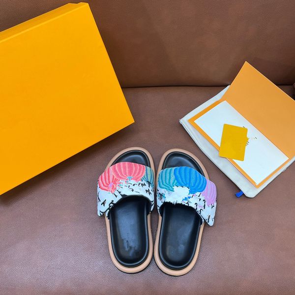 

designer slides women man slippers luxury sandals brand sandals real leather flip flop flats slide casual shoes, Black