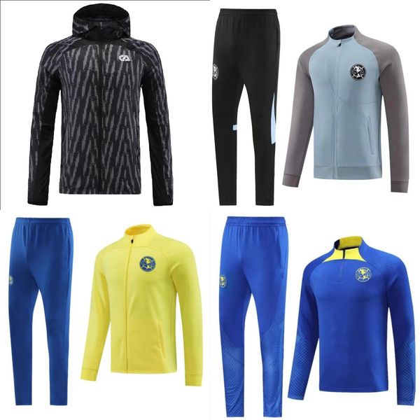 

2023 2024 mexico liga mx club america tracksuit giovani hoodies soccer jacket 23/24 suit c.blanco sportswear training sets full football, Black
