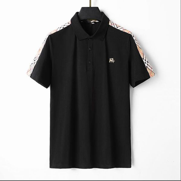 

2023 summer tide brand polo men's short sleeve pure cotton business casual lapel t-shirt trend men's -01, White;black