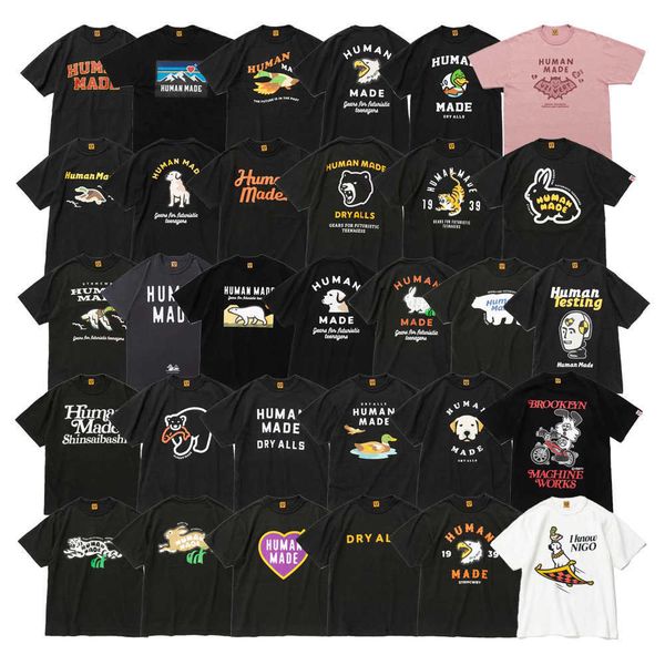 

high weight human trendy short sleeved street casual printed cartoon couple summer breathable bamboo cotton t-shirt, Black;white