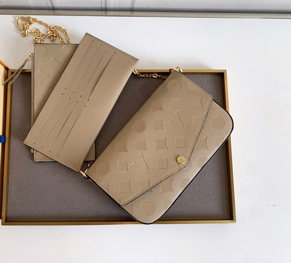 

womens designer shoulder bag luxurys pochette felicie handbags embossed flowers empreinte leather mini chain bags woman fashion makeup purse