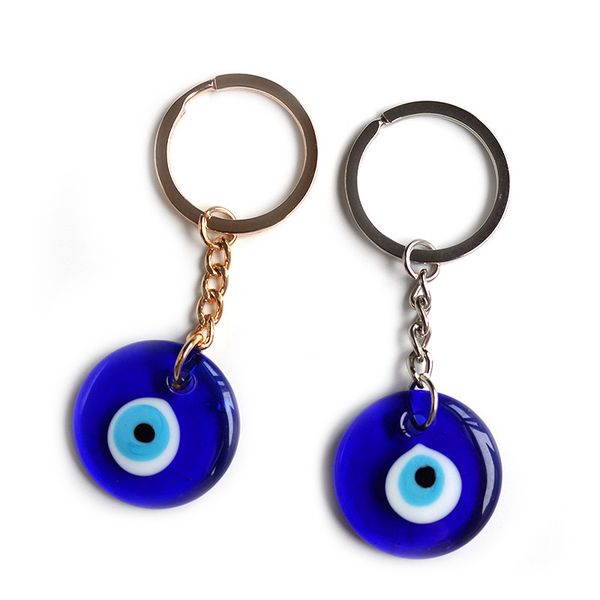 

size 3cm glass blue eye keychains pendant greece turkey devil's eye keychain jewelry accessories in bulk, Silver