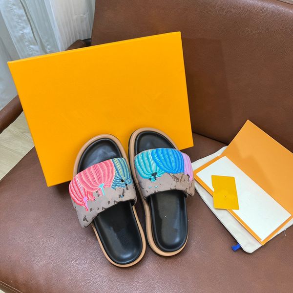 

designer slippers slides sandals summer flats real leather platform shoes ladies beach effortlessly stylish slides straps with adjusted gold, Black