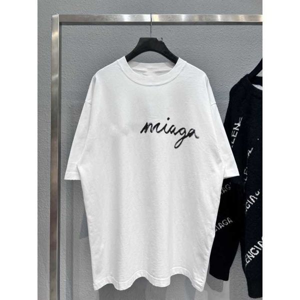 

designer new women t shirt shirt initialed classic parisian portrait white casual loose hole, White;black