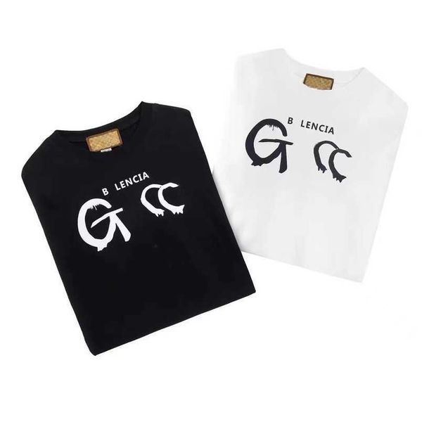 

womens designer t shirt tracksuit correct version differentiation market house printed sleeve t-shirt simple os loose tee, White;black