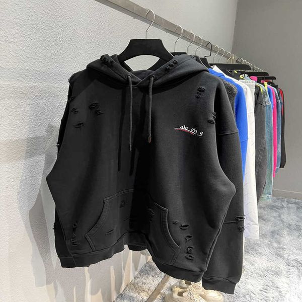 

designer women's clothing 20% off shirt high edition coke perforated worn hoodie dyed pure thick, Black