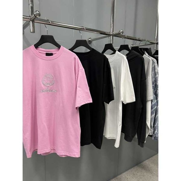 

2023 new women's tshirt edition angel lock buckle wheat ear embroidery round neck loose t-shirt sleeve, White;black