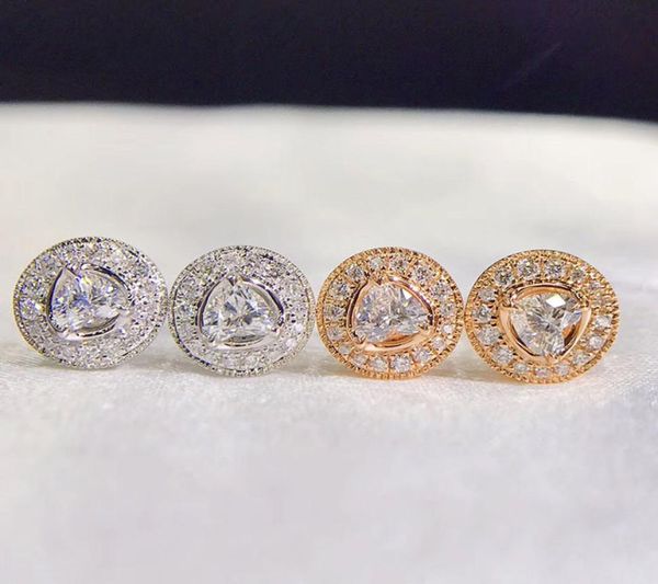 

bling diamond earrings white gold plated shiny round cz stone studs earrings nice gift for girls women2683167, Golden;silver