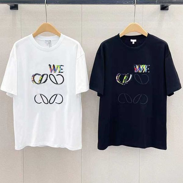 

designer women's clothing 20% off shirt 2023 luojia dress embroidered colorful lettering loose fit sleeve t-shirt, White