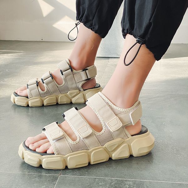 

sandals summer platform soft pu beach shoes sports men s comfortable light casual slippers black and white 230410