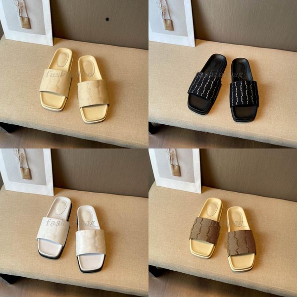 

designer sandals women slippers summer sandal beach slide flat platform ladies home fashion shoes flip flops striped causal slipper, Black