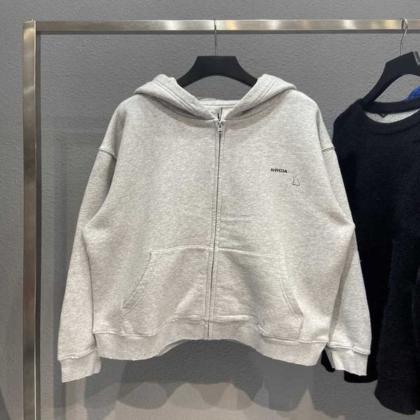 

designer new women t shirt shirt high edition family autumn winter brushed coat printed signature wash washed zipper, Black