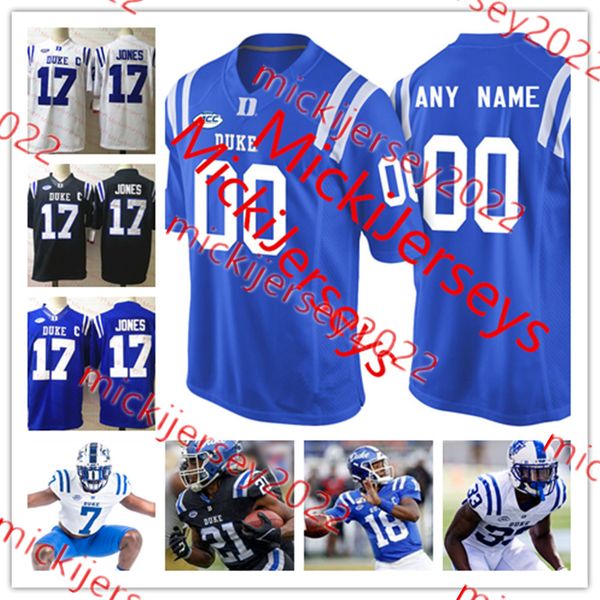 

tony davis duke blue devils football jersey vincent anthony jr. 17 daniel jones 4 myles hudzick 39 jeremiah lewis duke jerseys custom stitch, Black