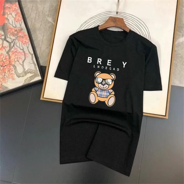 

23ss summer new men's t-shirt european and american fashion brand printed bear short sleeve ins loose casual summer breathable short sl, White;black