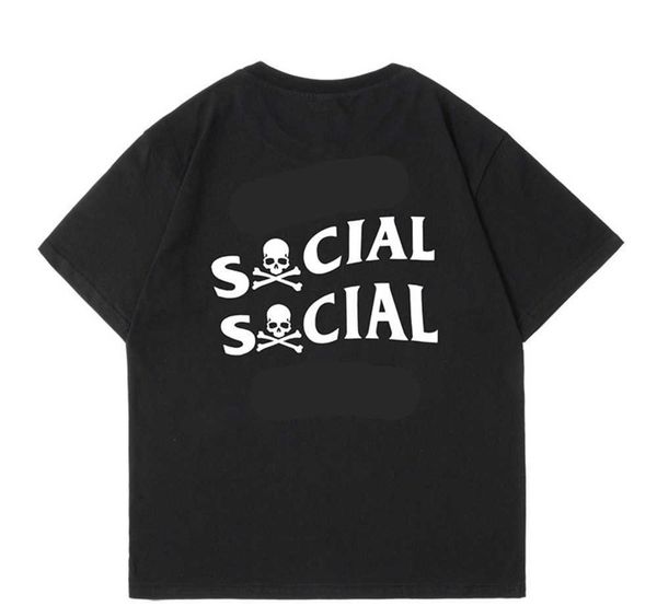 

assc boys t shirts cool fashion skull letters print cotton t-shirts men women anti social club designer luxury brand motion current, White;black