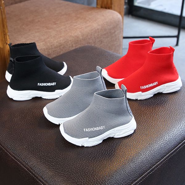

sneakers 1-6 years baby sneaker kids loafers tenis casual shoes boys solid slip-on knitted sock shoes toddler girl sport running shoes 23041, Black;red