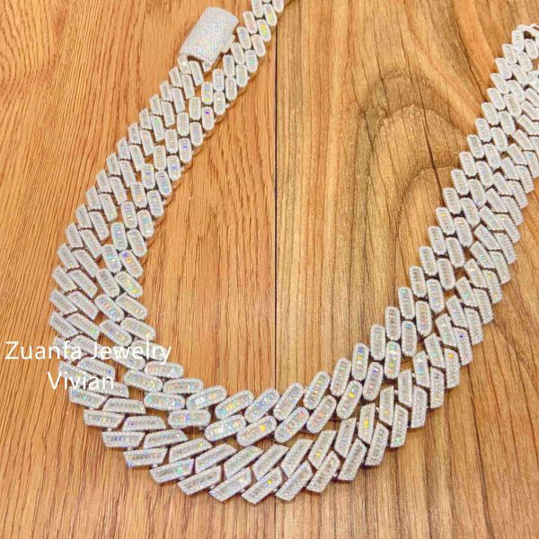 

vvs moissanite baguette diamond miami new silver chain design for men necklace cuban link chain