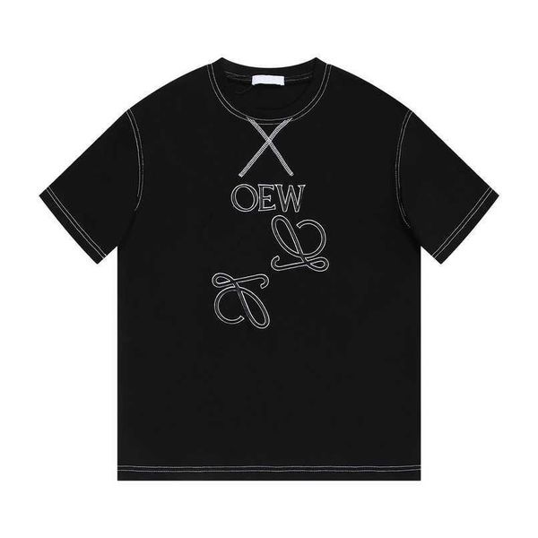 

designer summer women t shirt shirt 23 year luo exquisite embroidery round neck sleeve couple t-shirt, White;black
