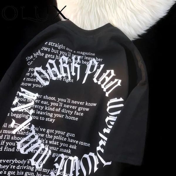 

men's tshirts pure cotton american hiphop street letter printing short sleeved men and women loose korean version of the y2k ins trend, White;black
