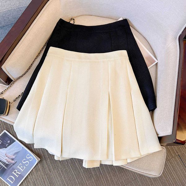 

fat 120-350 kg mm large slim pleated simple short women's a-line 2023 spring and summer skirt, Black