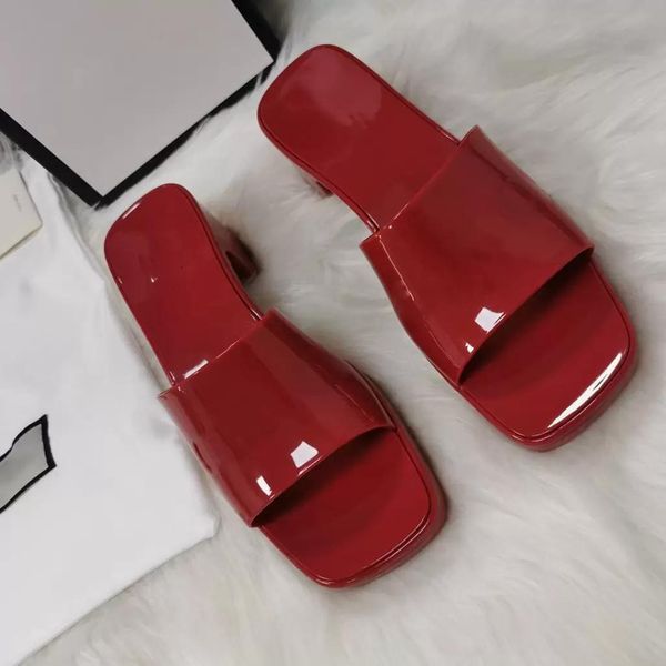 

2023 women printing sandals thick bottom slippers platform alphabet lady sandal patent leather designer fashion shoes with box, Black