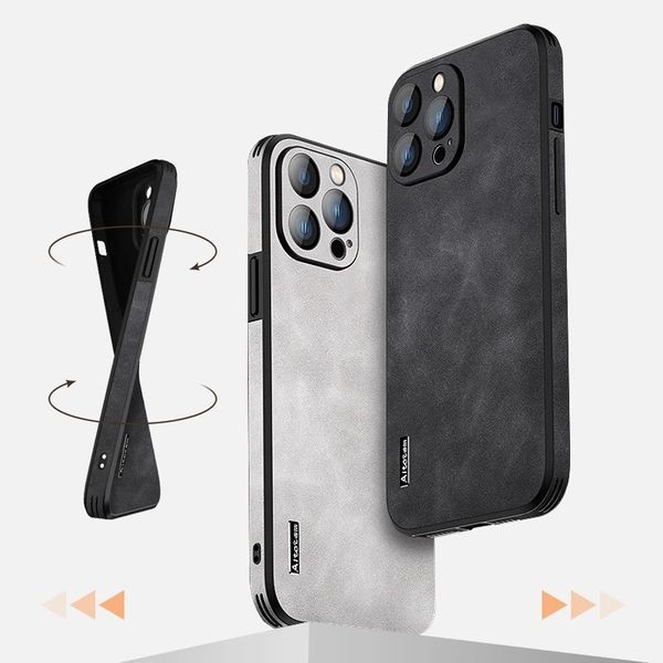 

sheepskin texture cases for iphone 14 13 12 pro max 14plus luxury leather phone case with lens film protection shockproof cover