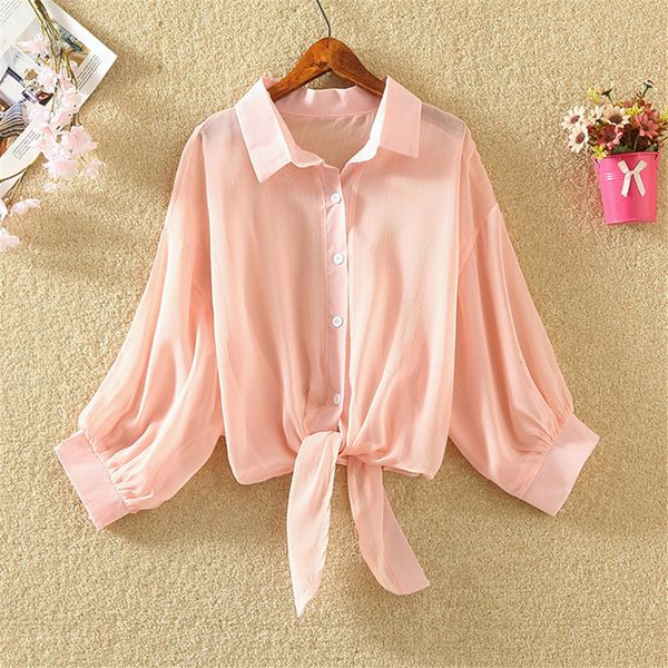 

women's blouses shirts white chiffon shirt women's half sleeve summer transparent thin shirt office blue women's solid work c