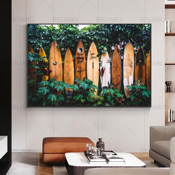 summer tropical decoration picture tropical surf wall art poster hawaii surfboard art canvas painting home decoration no frame