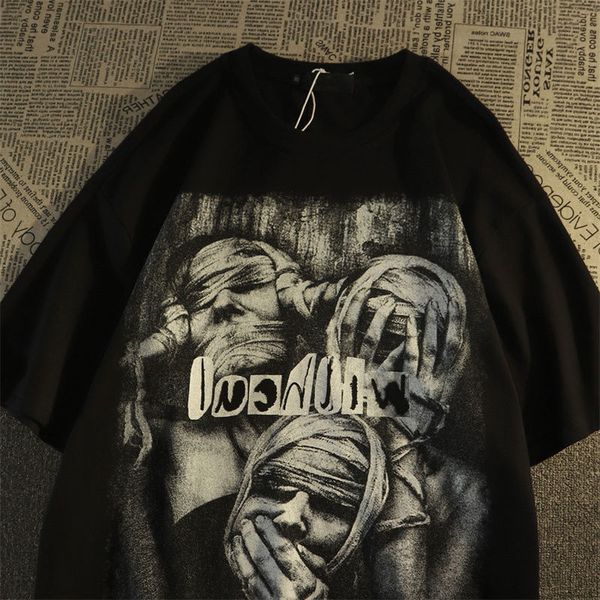 

men's tshirts american retro fashion hiphop short sleeved t shirts for men and women 2023 loose design korean street couple casual y2k, White;black