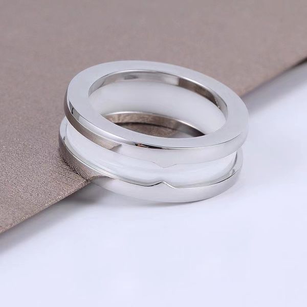 

new couple ring designer design stainless steel black and white ceramic rings men and women valentine's day gift, Golden;silver