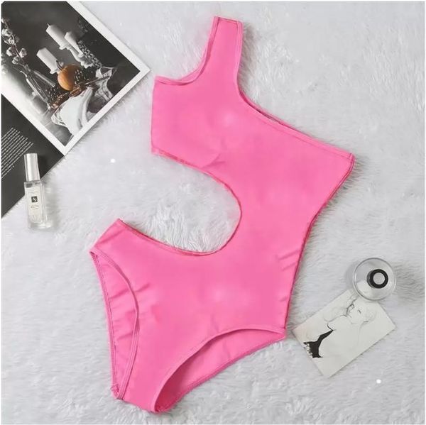 

fashion 2023 shoulder designer swimsuits padded push up women's swimwear outdoor beach swimming bandage one-piece swimsuit, Black