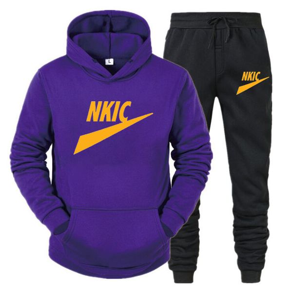 

men sports wear tracksuits hoodie suit autumn winter men two pieces sets oversized hooded streetwear outfits, Gray