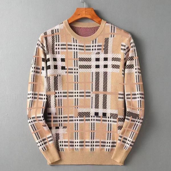 

men's sweater designer hoodie plaid sweater long sleeve tee wool knit crew neck sweatshirt men women sweater loose pullover large size, White;black