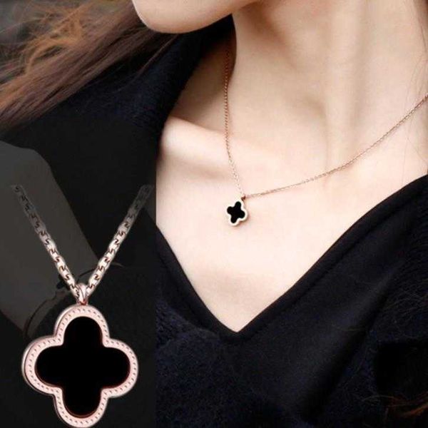 

van clover necklace designers clover necklace titanium black and white simple necklace fashion womens gift, Silver