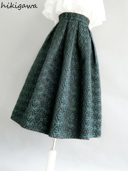 

skirts faldas mujer de moda vintage women's wear high waist slim fit for temperature long jupe korean elegant jacquard skiing 230410, Black