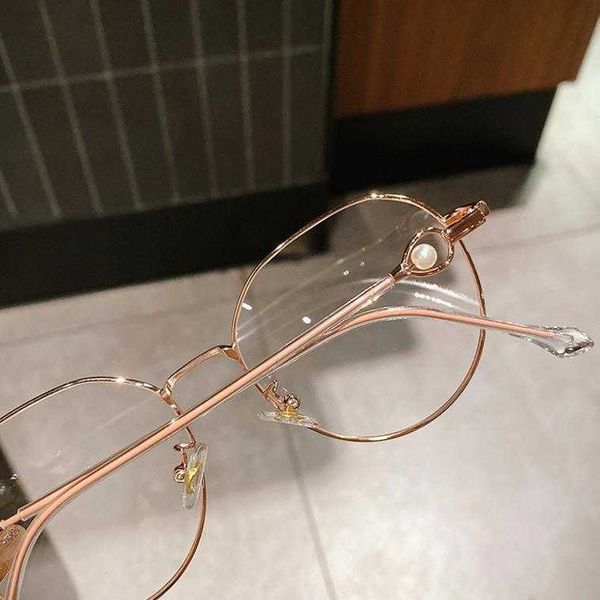 

personalized vintage pearl plain glasses trendy metal anti blue light frame