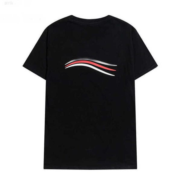 

round balencigas design brand neck men wave printed t-shirts stylist short sleeve casual tees tshirt men's white black streetwear mens