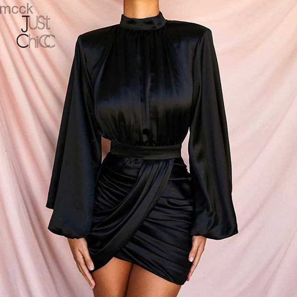

autumn bandage lantern sleeve dress women stand collar long sleeve high waist dress black night club party dresses m230410, Black;gray